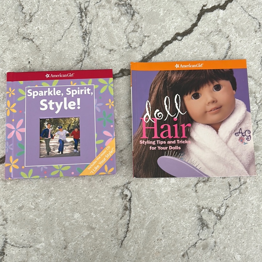 American Girl books. Set of 2. Sparkle, Spirit, Style! And Doll Hair.